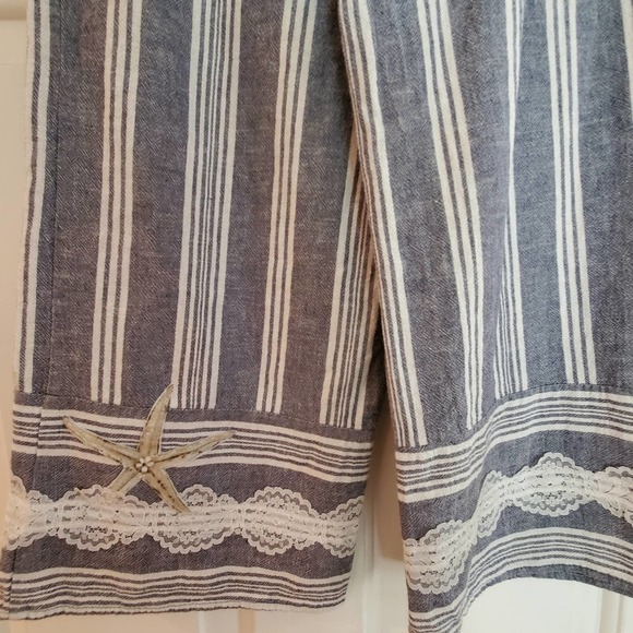 UPCYCLED Upscaled Boho Beach Themed Cotton Linen Capris Size‎ Small Bloomers - Picture 5 of 14